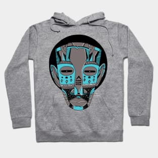 Blue Grey African Mask No 3 Hoodie